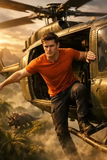 Dinosaur Jungle Helicopter Jump