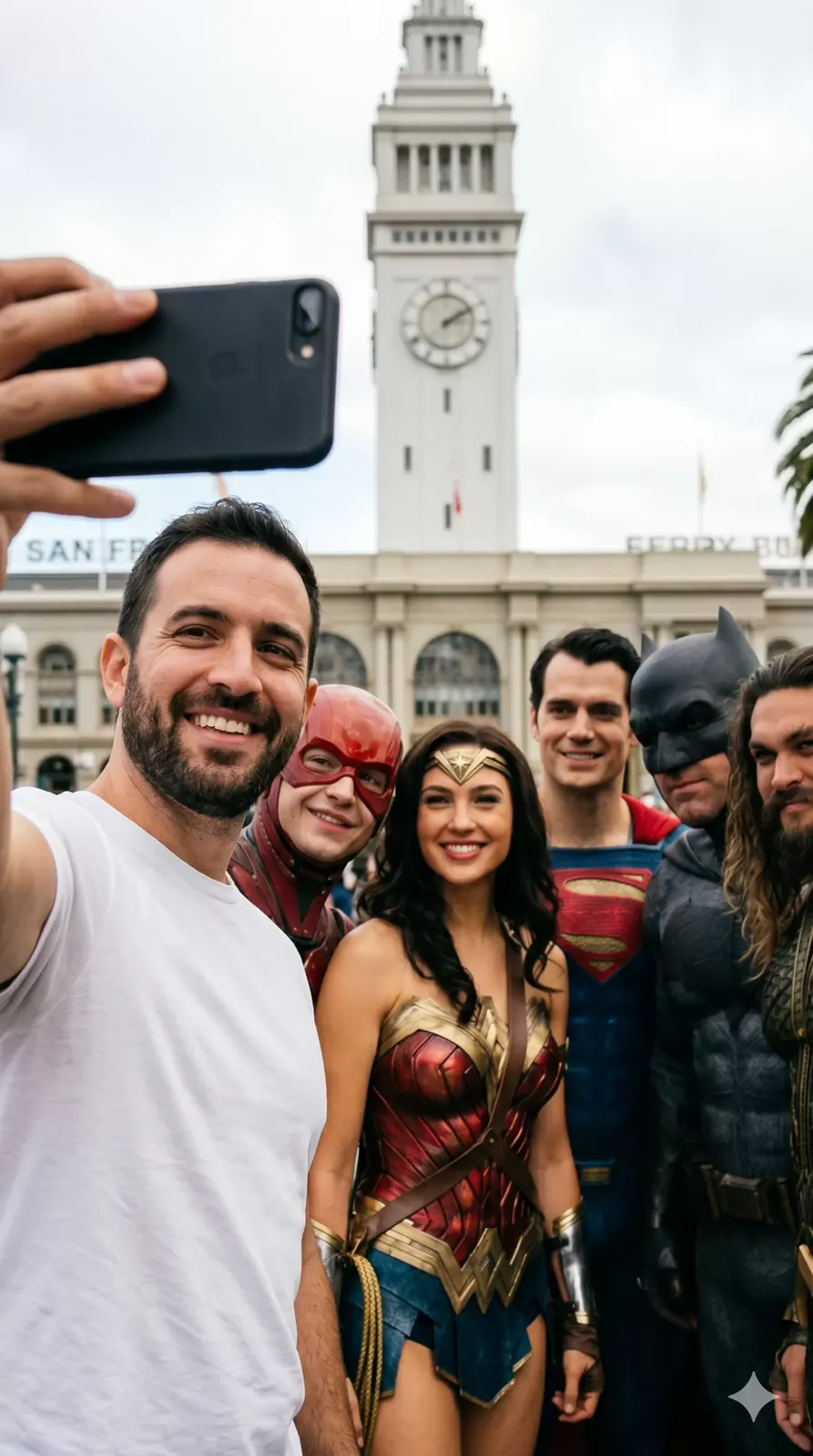 Justice League Selfie in San Francisco