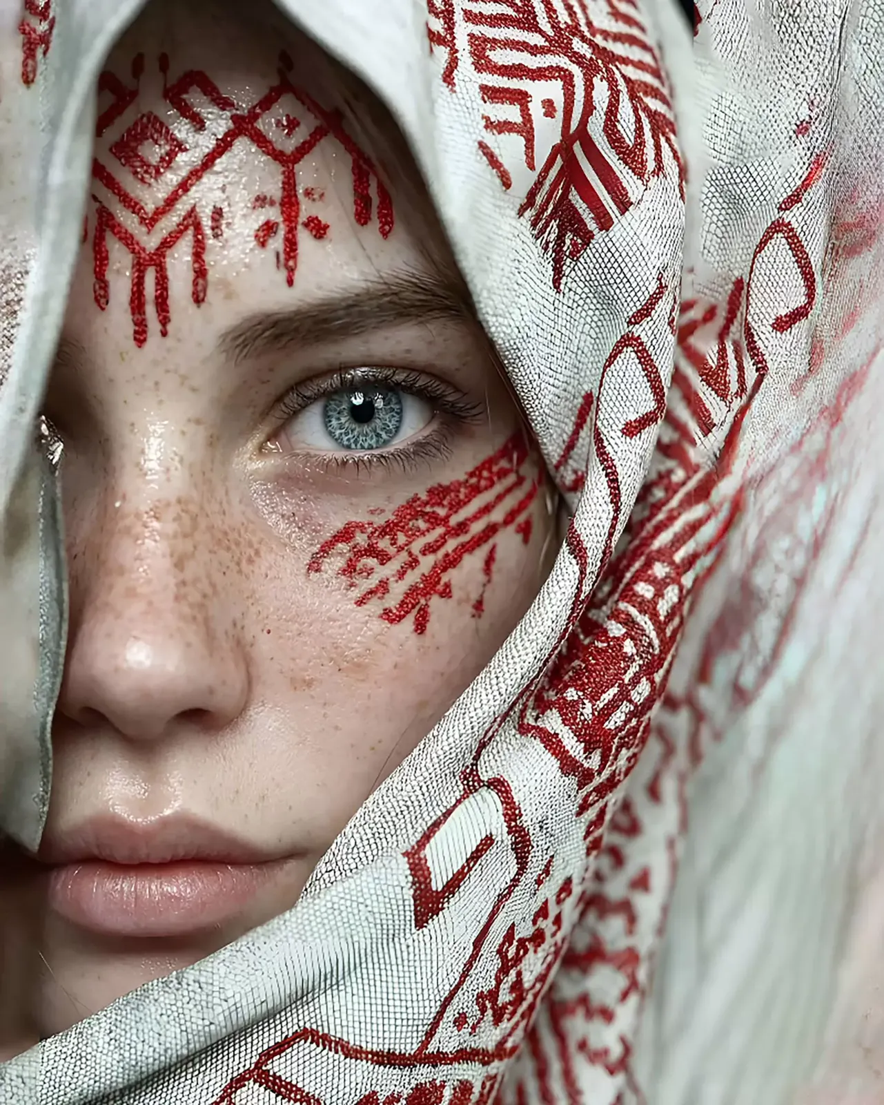 Mysterious Veiled Woman Portrait