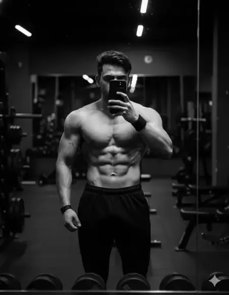 Muscular Erkek Takes Selfie