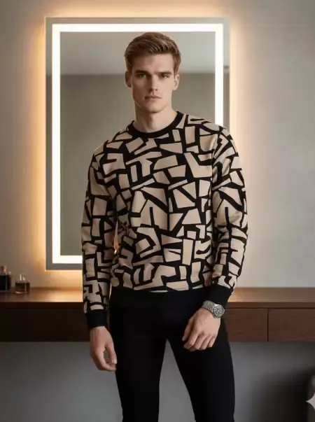 Modern Erkek Abstract Knitwear