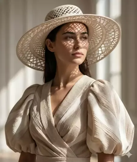 Straw Hat Puff Sleeves