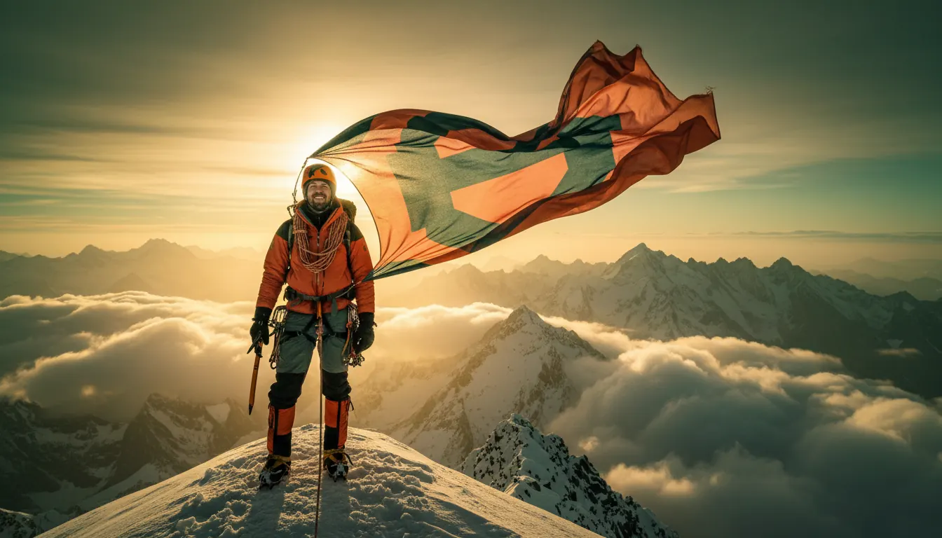 Everest Zirvesinde Dramatik Dağcı Portresi