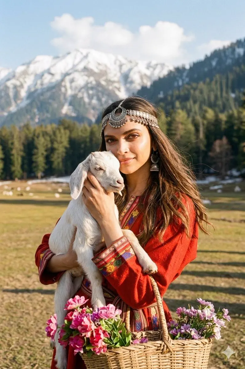 Himalaya'da Keçili Kadın Portresi