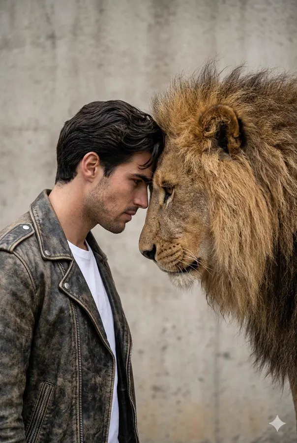 Hiperrealist Aslan Dostu Erkek Portresi